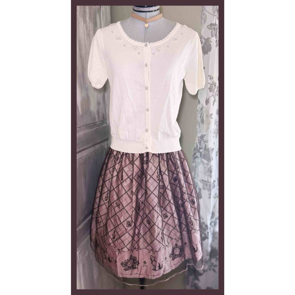 Axes Femme Poetique Tulle Kitty Cat Skirt Feroux Bijoux Cardigan Blouse Himekaji - Picture 2 of 16